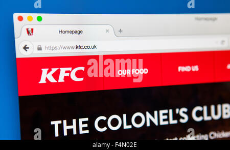 LONDON, UK - 19. Juni 2015: Die Homepage von Kentucky Fried Chicken (KFC) offizielle Website am 19. Juni 2015. Stockfoto