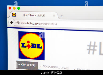 LONDON, UK - 19. Juni 2015: Die Homepage von der Website des Unternehmens Lidl, am 19. Juni 2015. Stockfoto