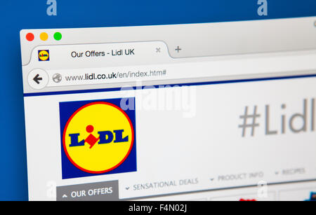 LONDON, UK - 19. Juni 2015: Die Homepage von der Website des Unternehmens Lidl, am 19. Juni 2015. Stockfoto