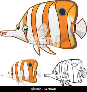 Hochwertige Copperband Butterflyfish Zeichentrickfigur gehören, flaches Design und Online-Kunst-Version Stock Vektor