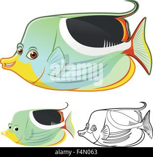 Hochwertiger Sattel Butterflyfish Zeichentrickfigur gehören, flaches Design und Online-Kunst-Version Stock Vektor