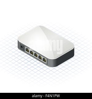 Isometrische Mini Hub-Vektor-Illustration Stock Vektor