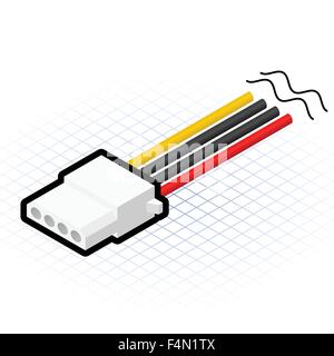 Isometrische vier Pin Power Connector-Vektor-Illustration Stock Vektor