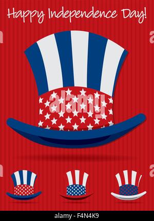 Patriotische Uncle Sam hat zum 4. Juli hat in Vektor Format einstellen. Stock Vektor
