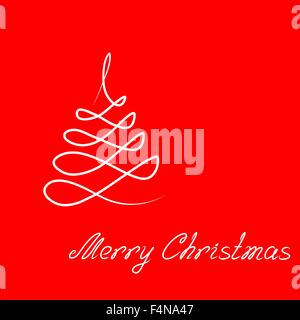 Hand-Zeichnung Illustration Weihnachtsbaum und Schriftzug "Frohe Weihnachten". Kunst-Vektor-Illustration für Ihre Weihnachts-Design. Stock Vektor