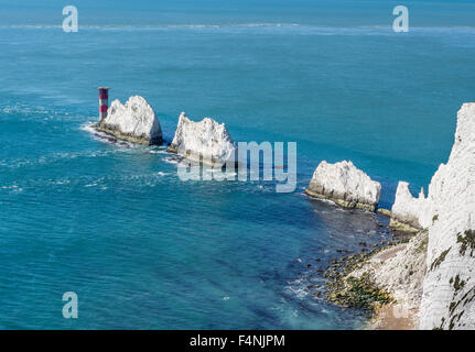 Die Nadeln mit Leuchtturm, Isle of Wight, England, Großbritannien Stockfoto