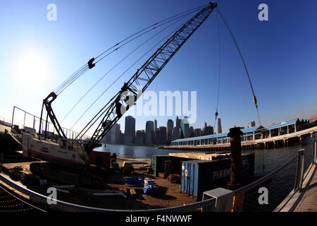 Baustelle im Brooklyn Bridge Park New York City Stockfoto