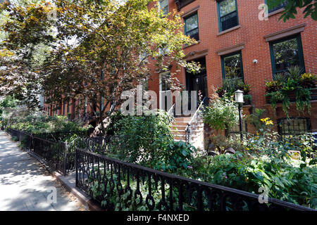 Stadthaus-Wohnungen aus Lafayette Avenue im Abschnitt Fort Greene von Brooklyn New York City Stockfoto