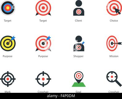 Ziel Symbole auf weißem Hintergrund. Stock Vektor