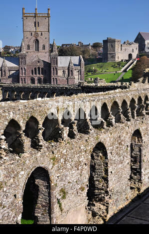 Der Bischofspalast in St Davids in Pembrokeshire, Wales. Stockfoto