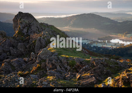 Löwe und das Lamm auf Helm Crag, Cumbria, UK Stockfoto