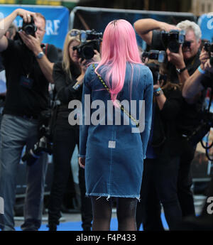 London, Großbritannien, 20. September 2015: Lily Allen besucht die Pan Filmpremiere, Leicester Square in London Stockfoto