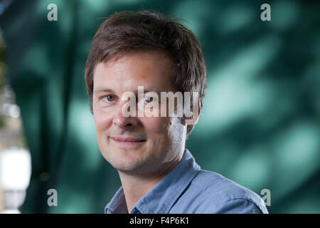 Christophe Galfard, französischer theoretischer Physiker und Autor, auf dem Edinburgh International Book Festival 2015. Stockfoto