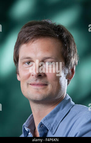 Christophe Galfard, französischer theoretischer Physiker und Autor, auf dem Edinburgh International Book Festival 2015. Stockfoto