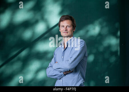 Christophe Galfard, französischer theoretischer Physiker und Autor, auf dem Edinburgh International Book Festival 2015. Stockfoto