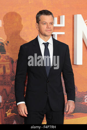 London, UK, 24. September 2015: Matt Damon besucht The Martian Film-Premiere in London Stockfoto