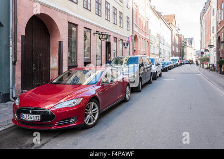 Tesla Elektroauto, Kopenhagen, Dänemark, Europa. Stockfoto