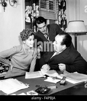 Alfred Hitchcock mit Joan Fontaine und Laurence Olivier. Stockfoto