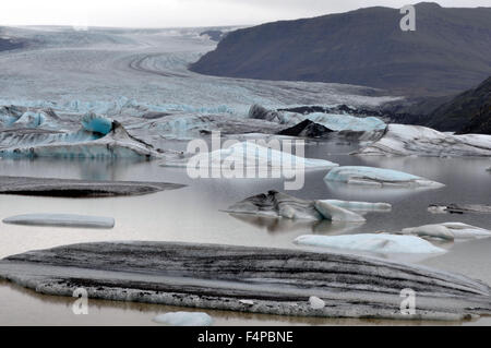 Island, isländische Urlaub, Feuerland und Eis, Natur, Glacier Ice Gletscher Eis schmelzen Stockfoto