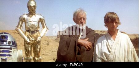 Anthony Daniels, Alec Guinness, Mark Hamill / Star Wars - A New Hope 1977 unter der Regie von George Lucas Stockfoto