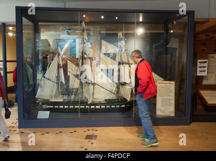 Ein Rigger-Modell der USS Constitution datiert etwa 1962; Die USS Constitution Museum, Boston, USA Stockfoto