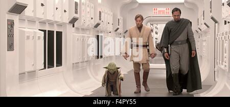 Ewan McGregor (Obi-Wan Kenobi), Jimmy Smits (Bail Organa) und Yoda / Star Wars-Episode III – die Rache der Sith / 2005, Regie: George Lucas, Walt Disney Studios Motion Pictures. Stockfoto