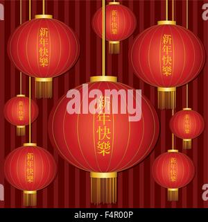 Chinese New Year Laterne Karte im Vektorformat Stock Vektor