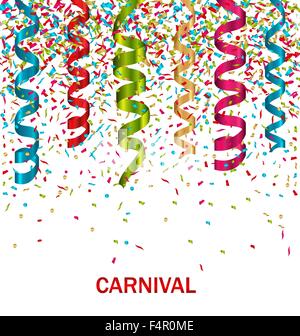 Karneval-Hintergrund mit Set bunte Papier Serpentin Stock Vektor