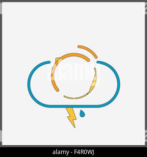 Anzeichen von Wetter, Sonne, Wolken, Blitz, Regen Stock Vektor
