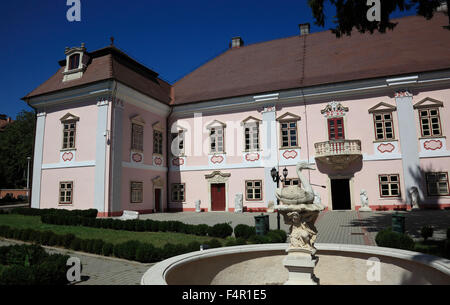 Deva, Schloss Magna Curia, im 16. Jahrhundert im Renaissance-Stil mit Schwanenbrunnen, Siebenbürgen, Rumänien Stockfoto