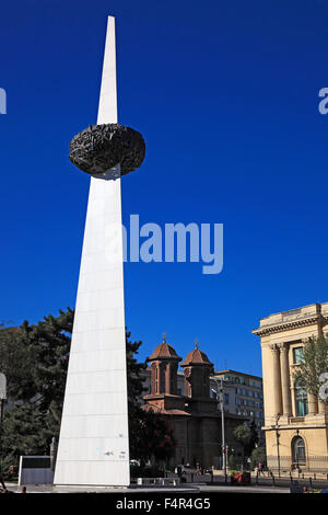 Denkmal für die Revolutiei, Platz der Revolution, zu Ehren der mehr als 1.000 Opfer der Revolution im Dezember Stockfoto