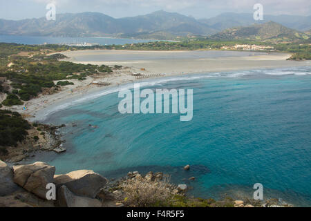 Europa, Italien, Sardinien, Villasimius, Küste, Capo Carbonara, Meer, Bucht, Strand, Meer, Lagune, Berge, sand Strand, Cala Giun Stockfoto