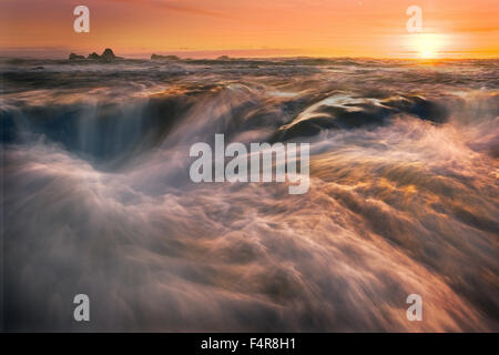 Küsten, Heuhaufen, Ozeane, Ruby Beach, Sunset, Olympische Halbinsel, Olympic, National Park, Halbinsel, Washington, Washington Sta Stockfoto