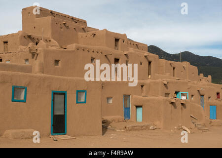 USA, USA, Amerika, Südwesten, New Mexico, Taos County, Taos Pueblo, Indianer, native, Adobe, Pueblo, spanische, Merkmal Stockfoto