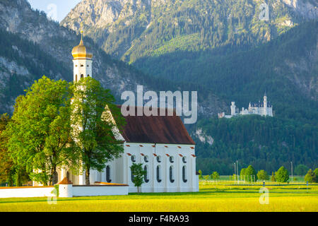 2047 m, Barock, Bayern, Berg, Coloman, Deutschland, Europa, Kirche, Schloss Neuschwanstein, Allgäu, Säuling, Burg, Schwabe, Schwanga Stockfoto