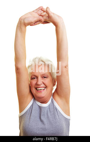Eine glückliche senior Frau Fitness-Übungen Stockfoto