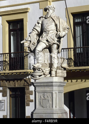 Juan Sebastian Elcano (1476-1526). Spanische Entdecker und Navigator. Statue von Ricardo Bellver Ramon (1845-1924), 1888. Getaria. Spanien. Stockfoto