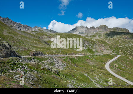 Col du, Nufenen, Nufenenpass, Novene, Wolke, Sommer, Pass, Berg, Berge, Alpen, Schweiz, Stockfoto