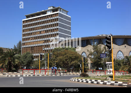 Addis Abeba, im Stadtzentrum, Hochhaus, Bürogebäude, Bürohaus, ist die Rotunde der Nationalbank Stockfoto