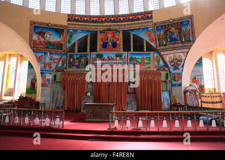 Axum, Aksum, Tigray Region, Äthiopien, Mariam Tsion, The Old St Mary von Zion Kathedrale, gebaut im Jahre 1665, innen Stockfoto