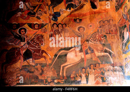 Wandgemälde in der Kirche von Rock Abraha Atsbeha, Kloster Abraha wa Atsbeha, Stockfoto