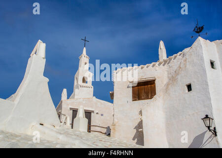 Binibeca, Angeln, Landschaft, Menorca, Balearen, Spanien, Europa, Frühling, Dorf, Architektur, Balearen, Insel, Mittelmeer, Stockfoto