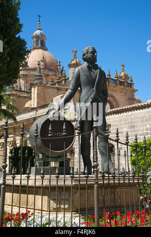 Andalusien, Spanien, Europa, draußen, Tag, Jerez De La Frontera, Costa De La Luz, niemand, Manuel Maria Gonzalez, Statue, Skulptur, Stockfoto