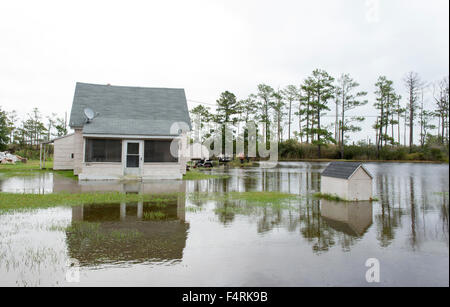 Ein Haus, umgeben von Hochwasser, ländlichen Maryland USA Stockfoto