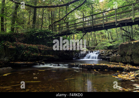 Fußgängerbrücke über Hudeshope Beck Middleton-in-Teesdale County Durham UK Stockfoto