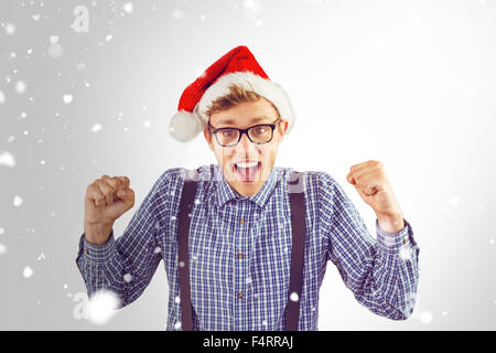 Zusammengesetztes Bild geeky Hipster Santa Hut Stockfoto