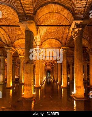 Yerebatan-Zisterne, Basilika Zisterne, versunkene Palast, Istanbul, Türkei Stockfoto