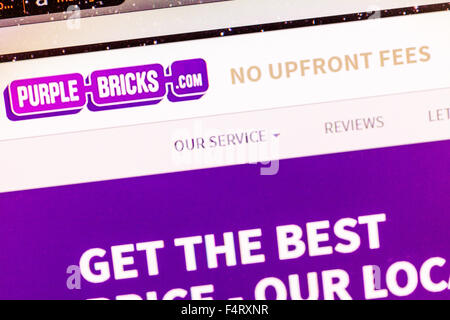 lila Ziegel Purplebricks Website Homepage Immobilienmakler Agenten online-Bildschirm Screenshot Website Internet net anmelden UK .com Stockfoto