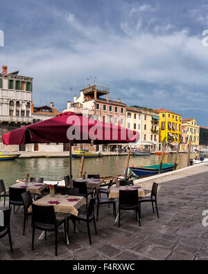 Italien, Europa, Venezia, Venedig, Veneto, Fondamenta Cannaregio, Dorf, Wasser, Sommer, Café im Freien, Stockfoto