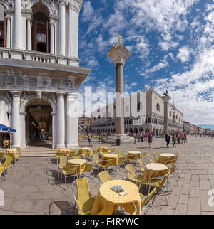 Italien, Europa, Venezia, Venedig, Veneto, Piazza San Marco, Palast, Palazzo, Ducale, Colonne di San Marco e San Todaro, Dorf, s Stockfoto